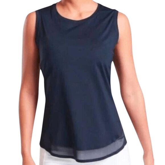 NWOT ATHLETA Cadence Black Mesh Hem Tank Top Size XSP - Picture 1 of 5